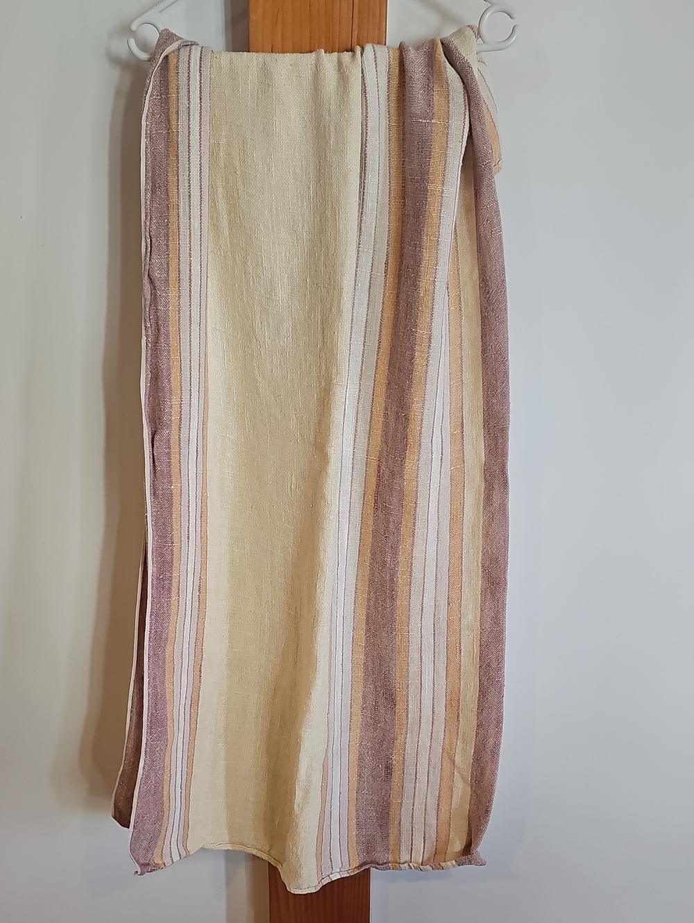 Striped Cream & Mauve Women’s Linen Tablecloth